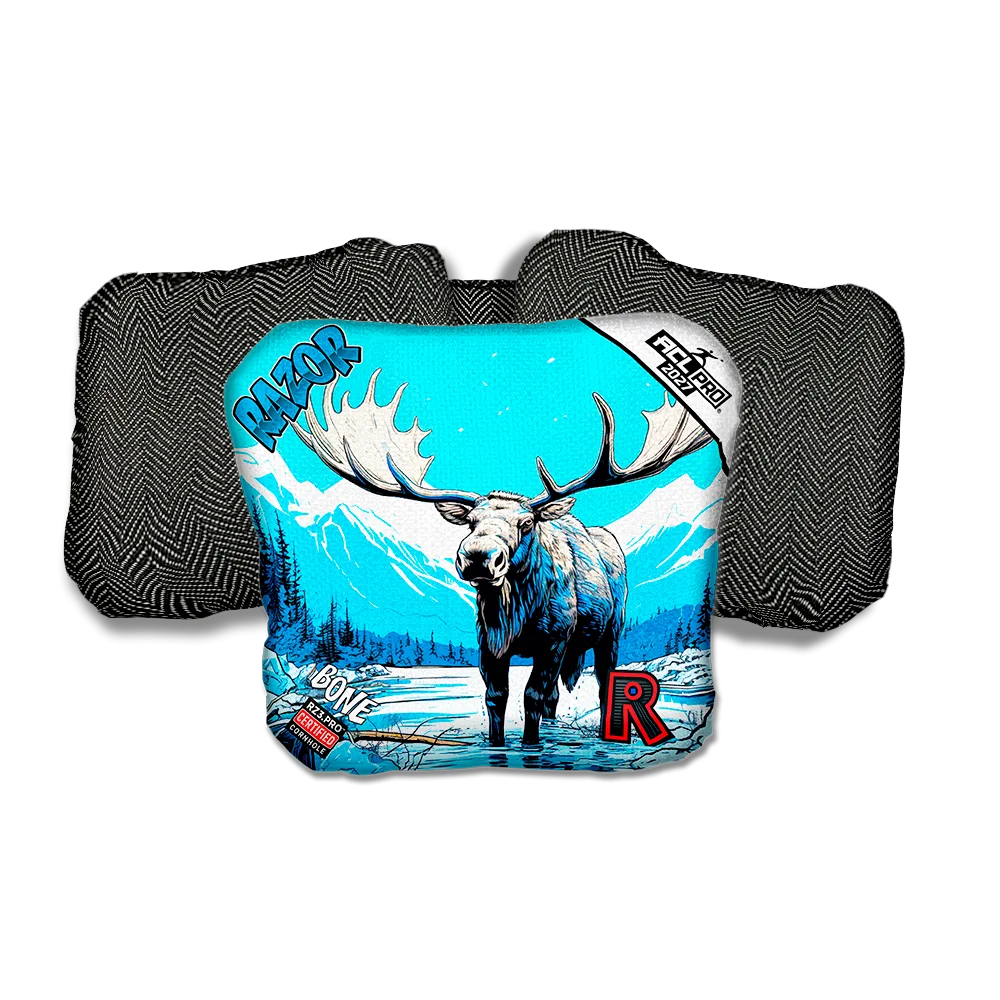 Bone PRO Alaskan Moose Black Back Cornhole Bags