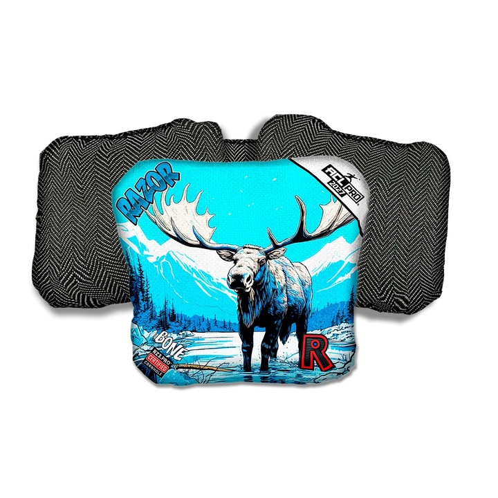 Bone PRO Alaskan Moose Black Back Cornhole Bags