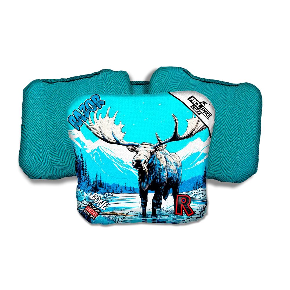 Bone PRO Alaskan Moose Teal Back Cornhole Bags