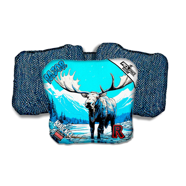 Knuckle PRO Alaskan Moose Blue Back Cornhole Bags