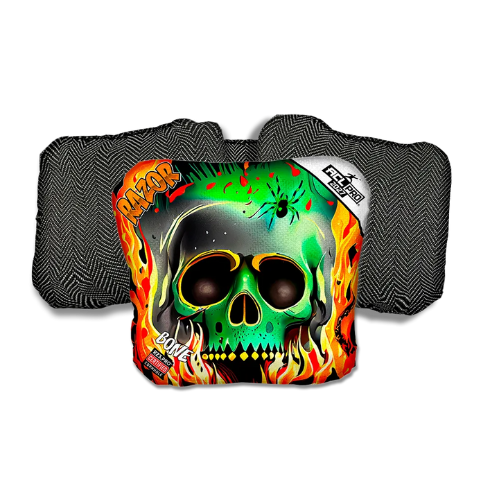 Bone PRO Nuclear Skull Black Back Cornhole Bags