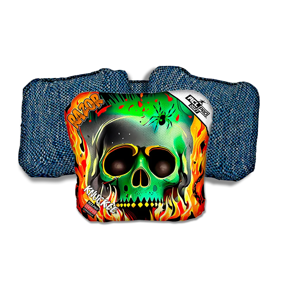 Knuckle PRO Nuclear Skull Blue Back Cornhole Bags