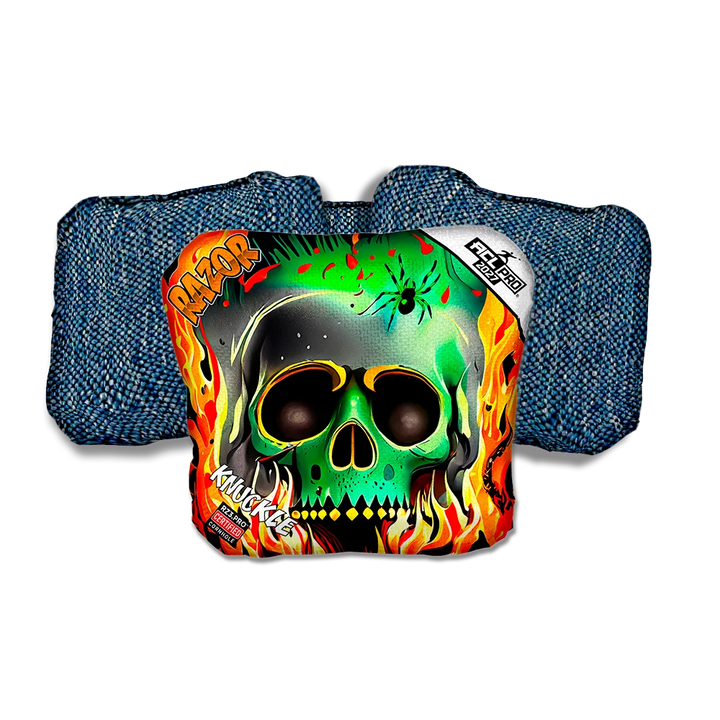 Knuckle PRO Nuclear Skull Blue Back Cornhole Bags