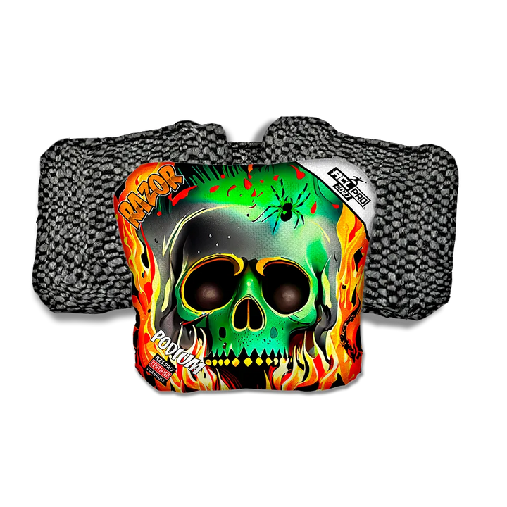 Podium PRO Nuclear Skull Black Back Cornhole Bags