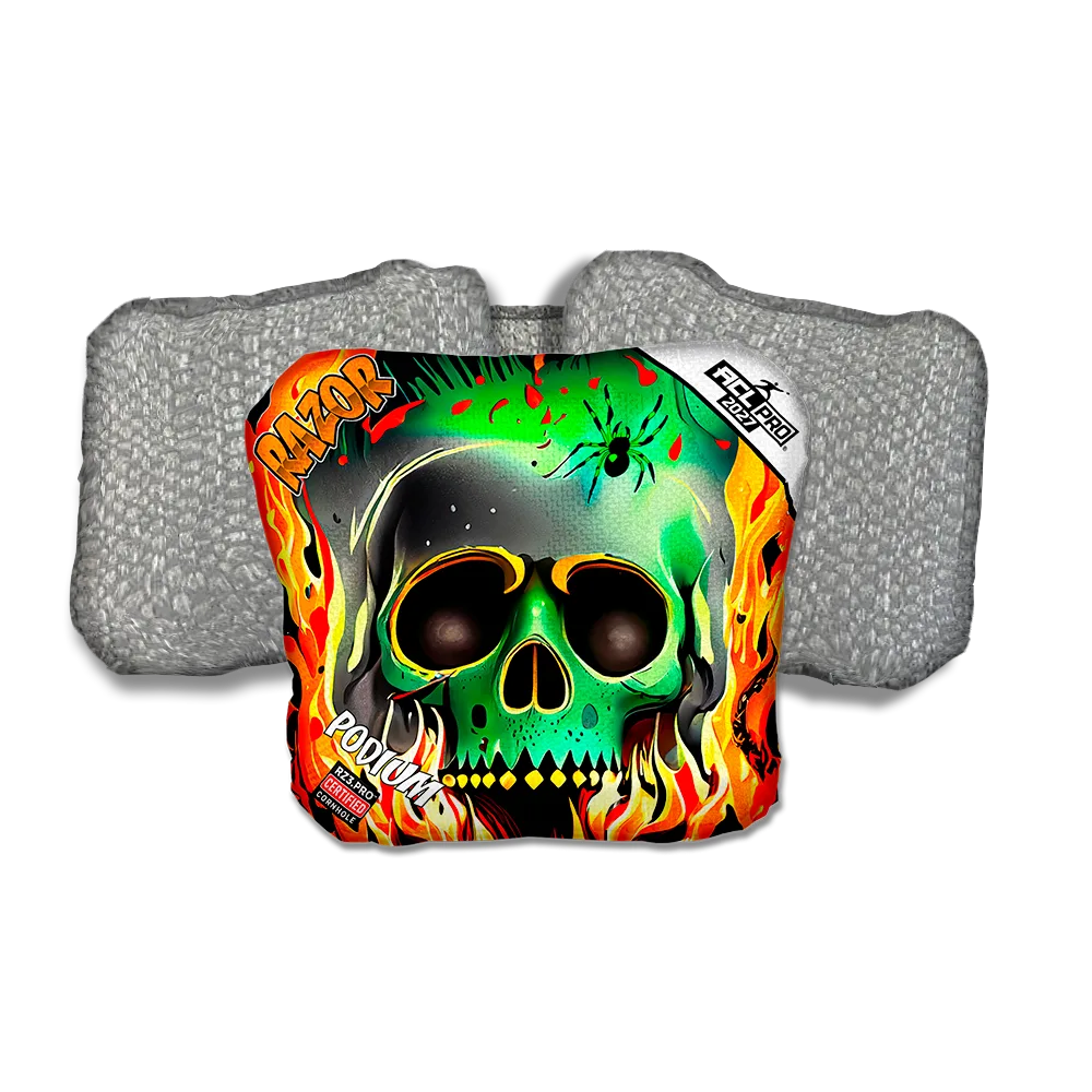 Podium PRO Nuclear Skull Silver Back Cornhole Bags