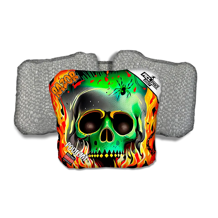 Podium PRO Nuclear Skull Silver Back Cornhole Bags