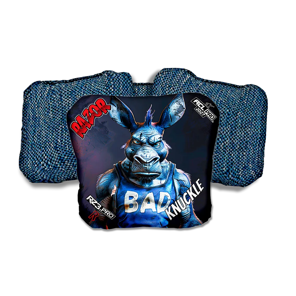 Knuckle PRO Old Bad Ass Blue Back Cornhole Bags