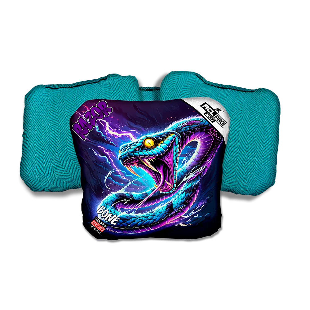 Bone PRO Pit Surge Purple Series Teal Back Cornhole Bags