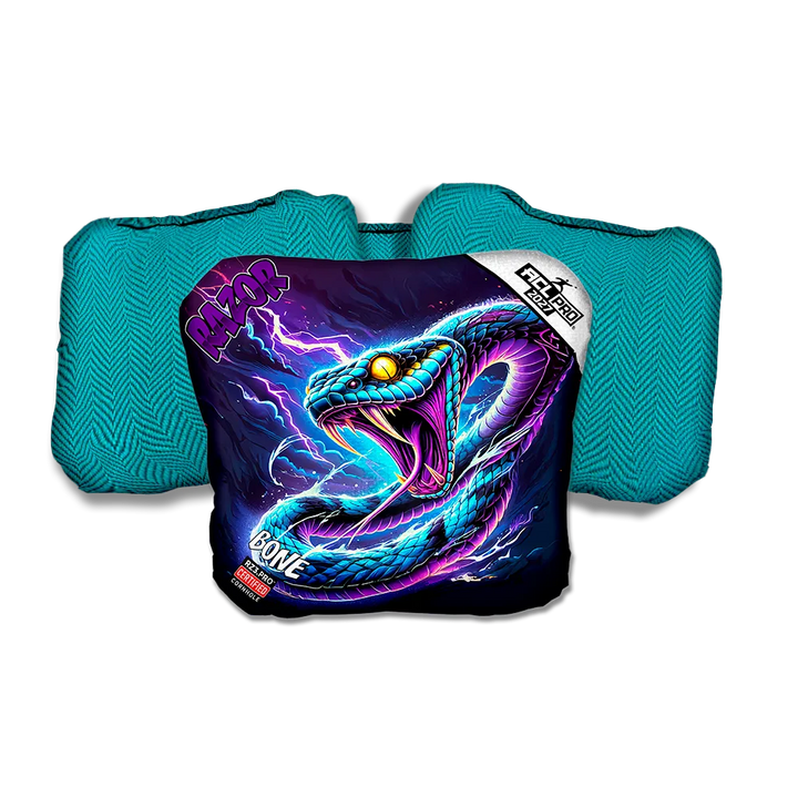 Bone PRO Pit Surge Purple Series Teal Back Cornhole Bags