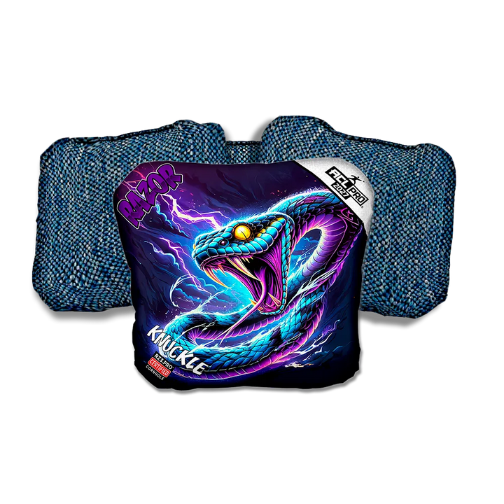 Knuckle PRO Pit Surge Purple Series Blue Back Cornhole Bags