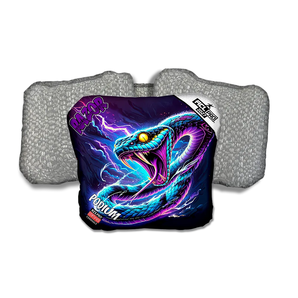 Podium PRO Pit Surge Purple Series Silver Back Cornhole Bags