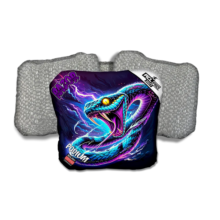 Podium PRO Pit Surge Purple Series Silver Back Cornhole Bags