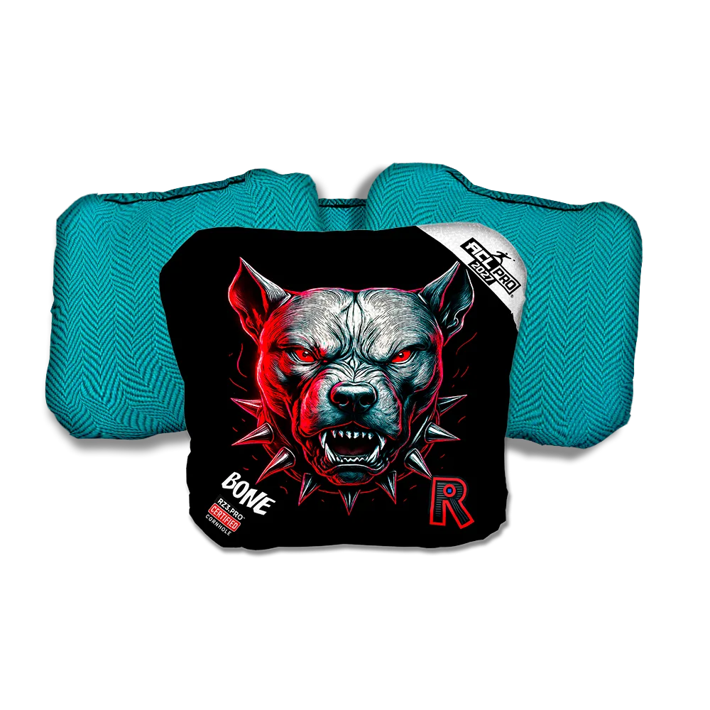 Bone PRO Pitbull Black Series Teal Back Cornhole Bags