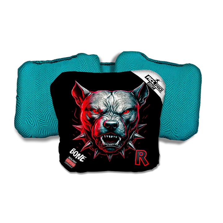 Bone PRO Pitbull Black Series Teal Back Cornhole Bags
