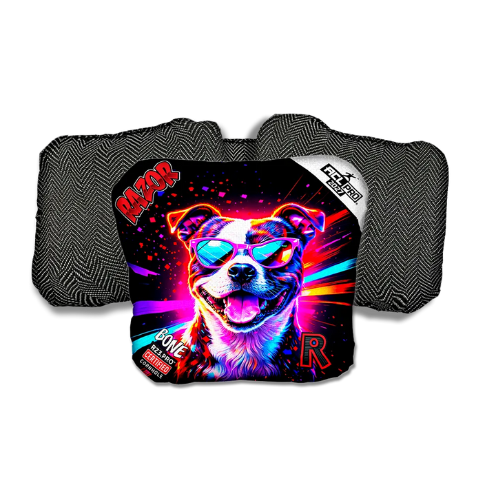 Bone PRO Pitty Party Animals Black Back Cornhole Bags