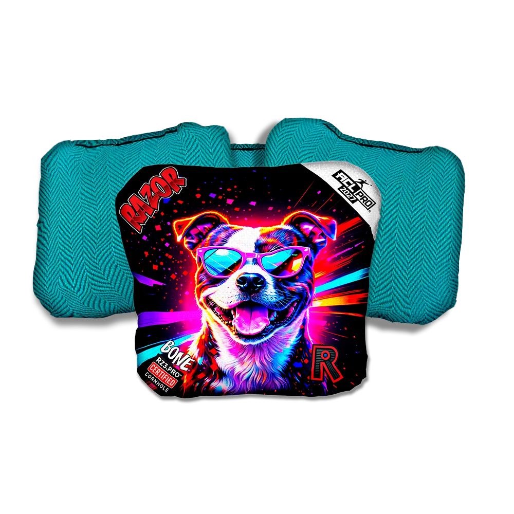 Bone PRO Pitty Party Animals Teal Back Cornhole Bags