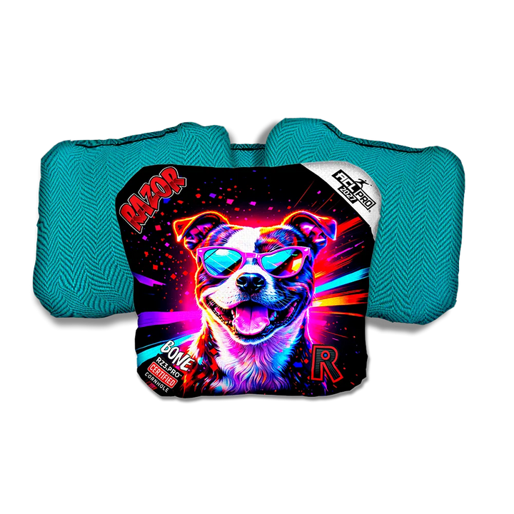 Bone PRO Pitty Party Animals Teal Back Cornhole Bags