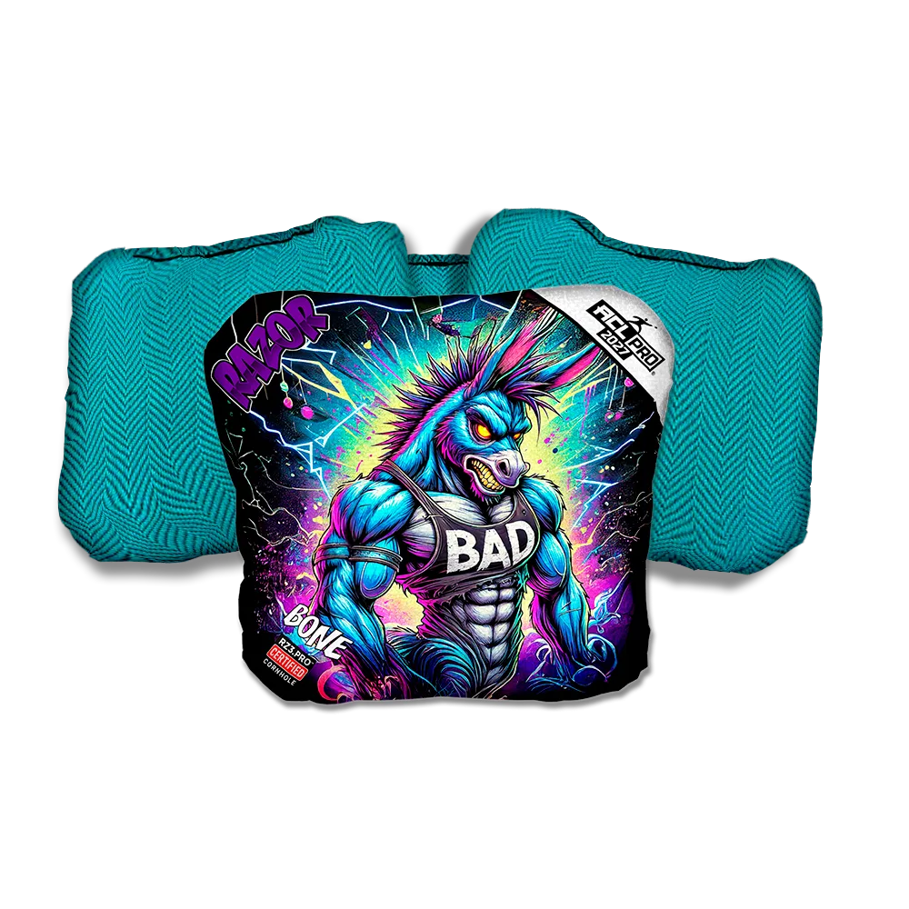 Bone PRO Power Jack Purple Series Teal Back Cornhole Bags