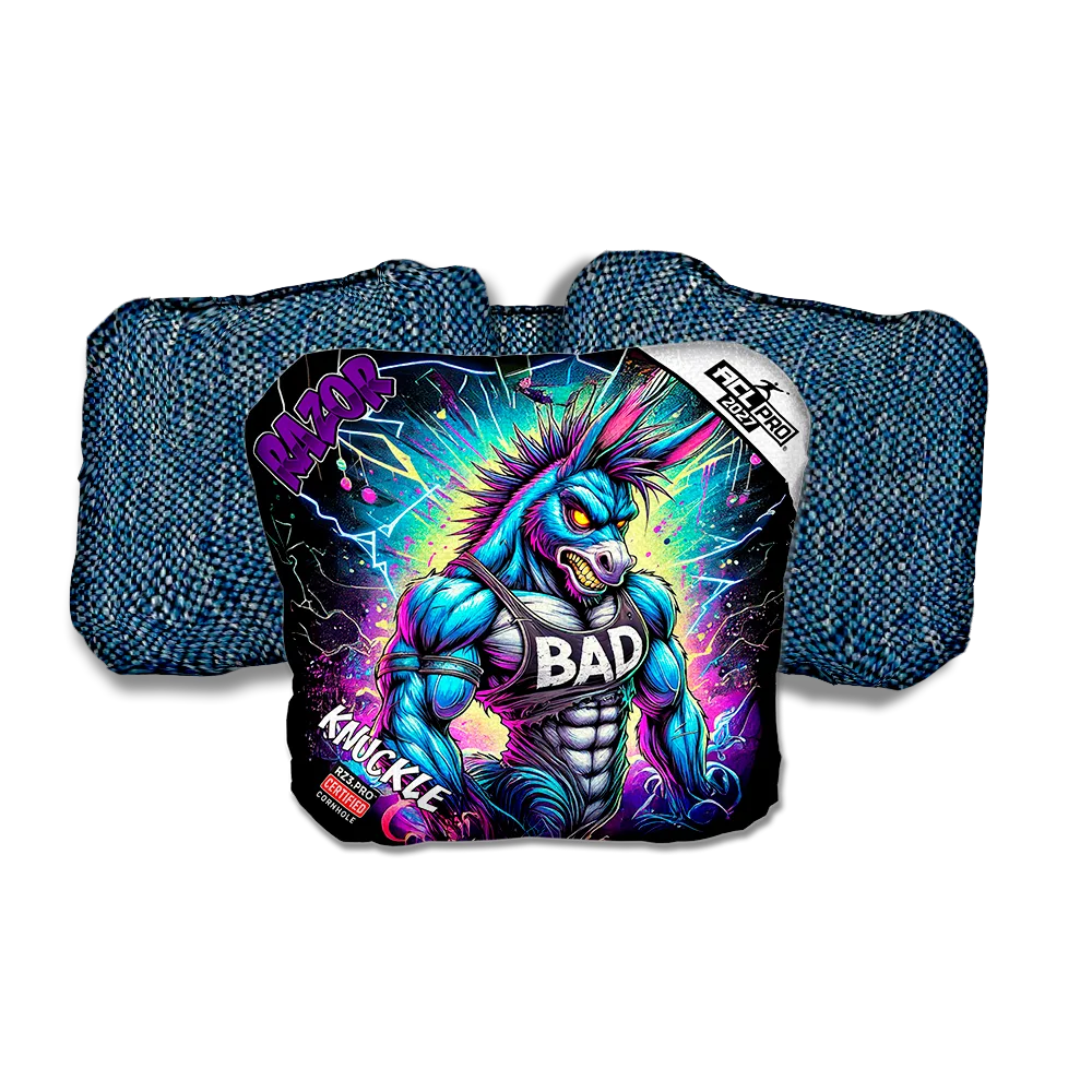 Knuckle PRO Power Jack Purple Series Blue Back Cornhole Bags