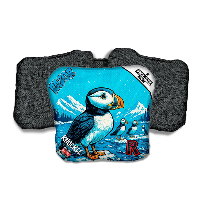 Knuckle PRO Alaskan Puffin Black Back Cornhole Bags