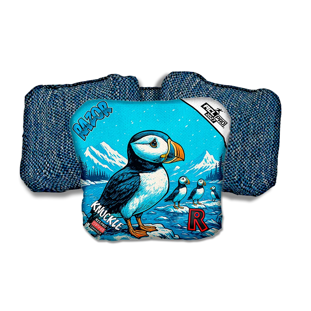 Knuckle PRO Alaskan Puffin Blue Back Cornhole Bags