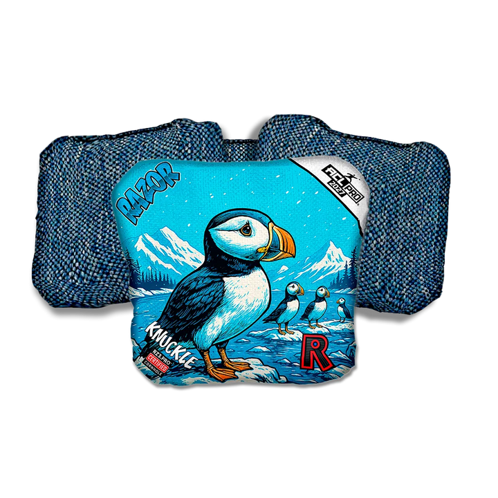 Knuckle PRO Alaskan Puffin Blue Back Cornhole Bags