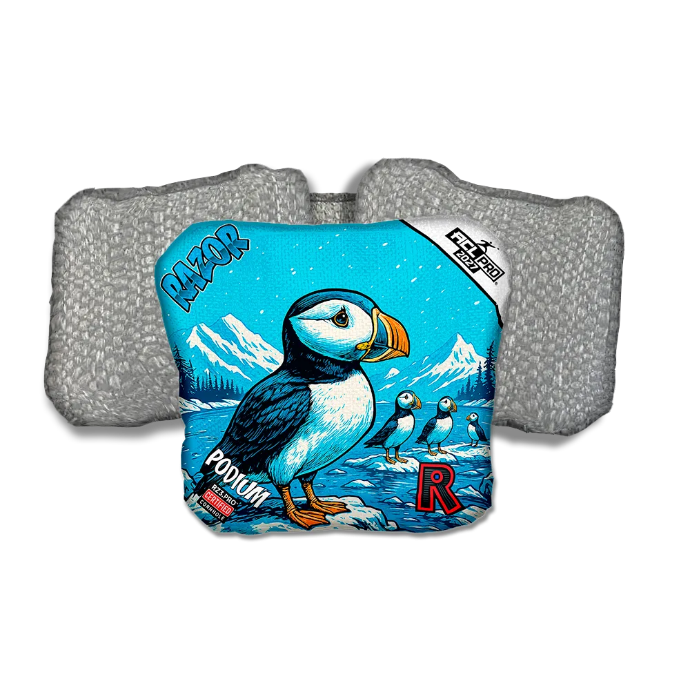 Podium PRO Alaskan Puffin Silver Back Cornhole Bags