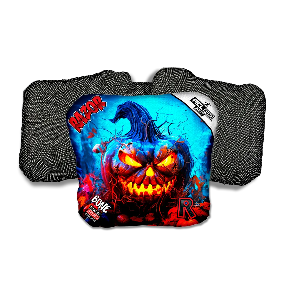 Bone PRO Pumpkin 1 Black Back Cornhole Bags
