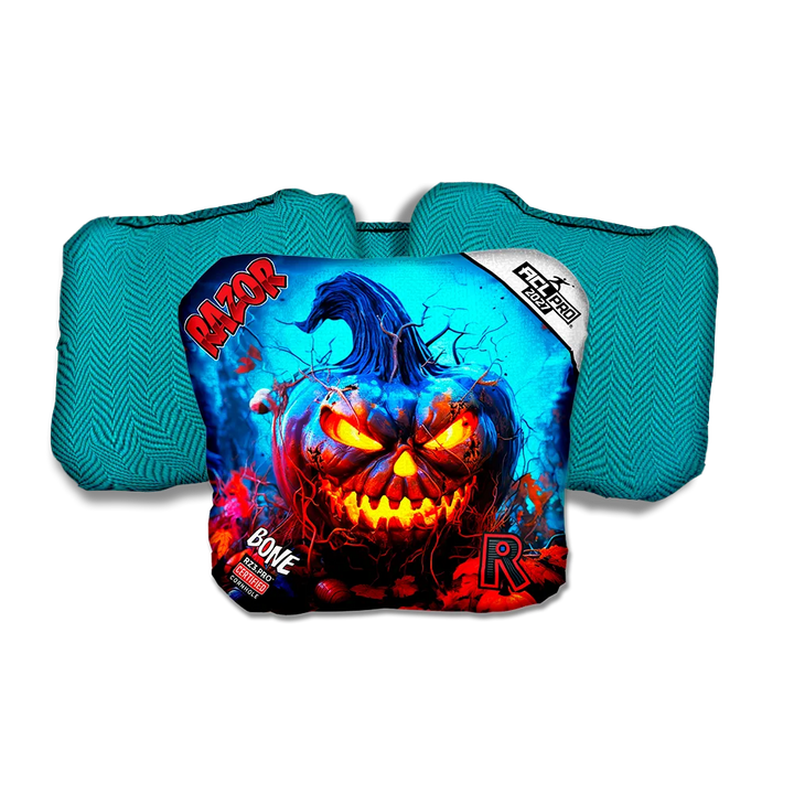 Bone PRO Pumpkin 1 Teal Back Cornhole Bags