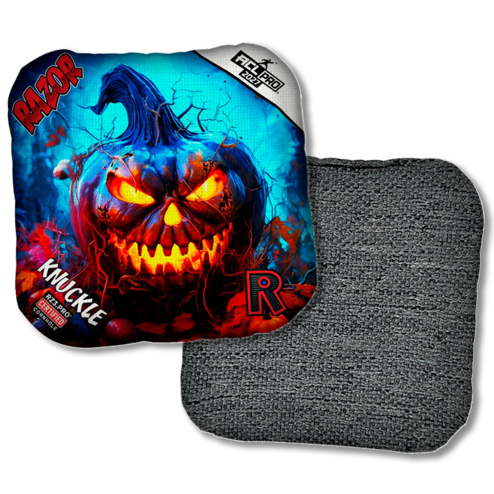 Knuckle PRO Pumpkin 1 ACL PRO Razor Cornhole Bags Black Back Product View