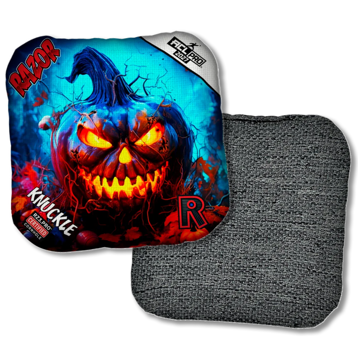 Knuckle PRO Pumpkin 1 ACL PRO Razor Cornhole Bags Black Back Product View