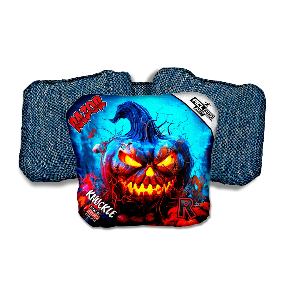 Knuckle PRO Pumpkin 1 ACL PRO Razor Cornhole Bags Blue Back Cornhole Bags