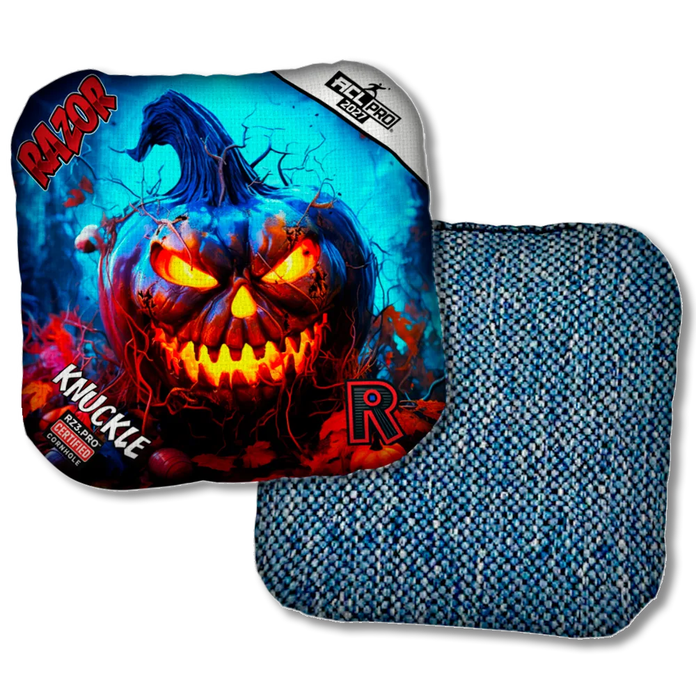 Knuckle PRO Pumpkin 1 ACL PRO Razor Cornhole Bags Blue Back Product View