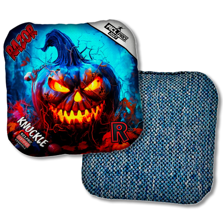 Knuckle PRO Pumpkin 1 ACL PRO Razor Cornhole Bags Blue Back Product View