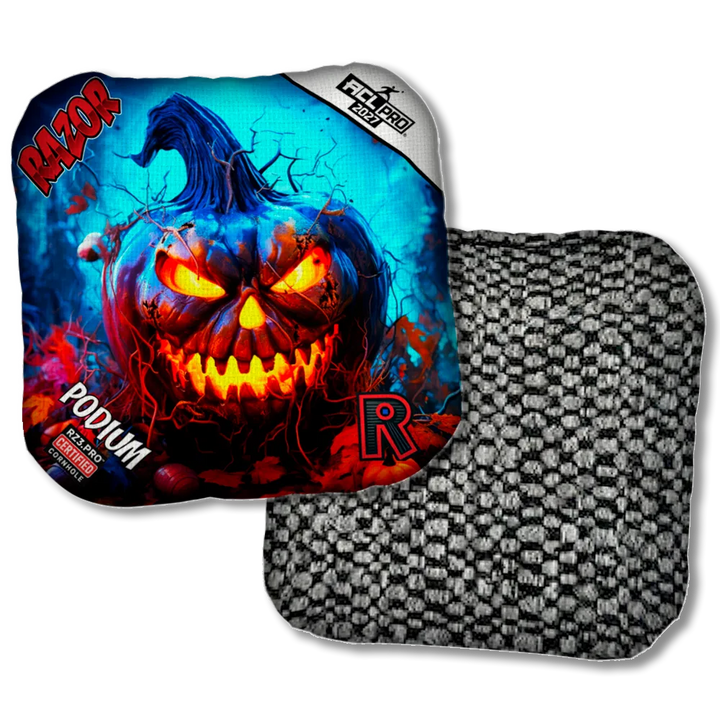 Podium PRO Pumpkin 1 ACL PRO Razor Cornhole Bags Black Back Product View
