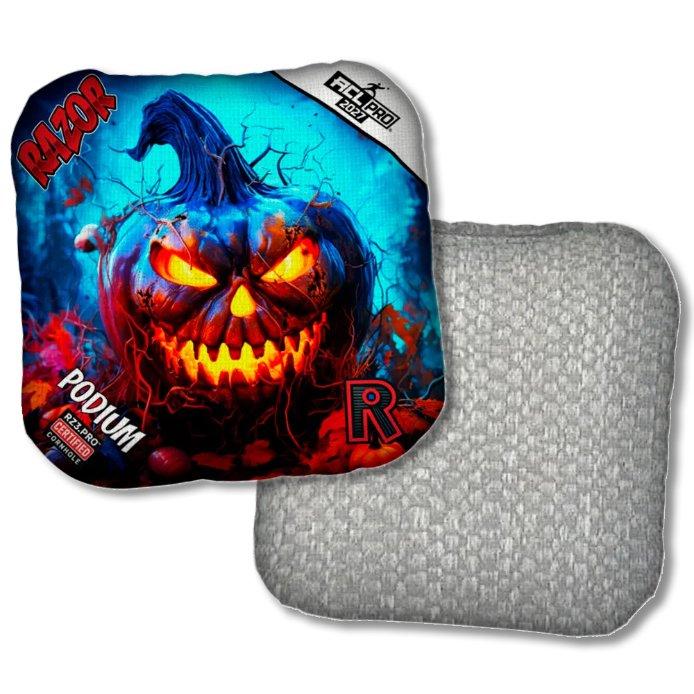 Podium PRO Pumpkin 1 ACL PRO Razor Cornhole Bags Silver Back Product View