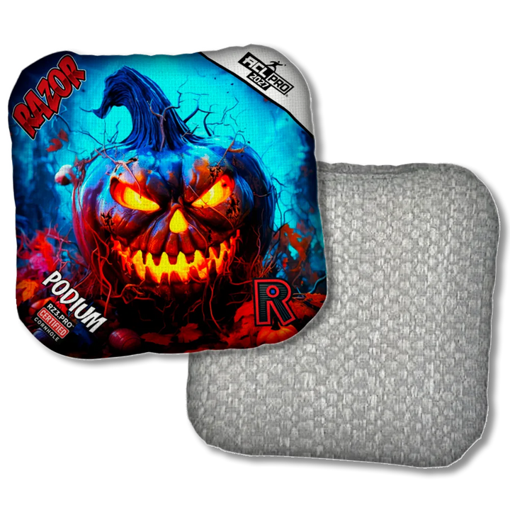 Podium PRO Pumpkin 1 ACL PRO Razor Cornhole Bags Silver Back Product View