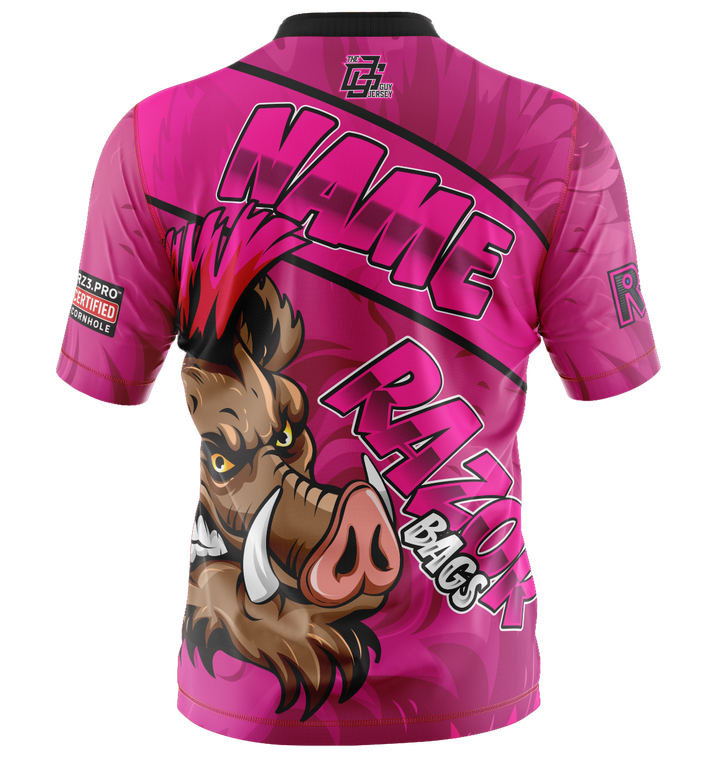 Razor Cornhole Jersey – Pink | Custom Performance. Bold Identity.