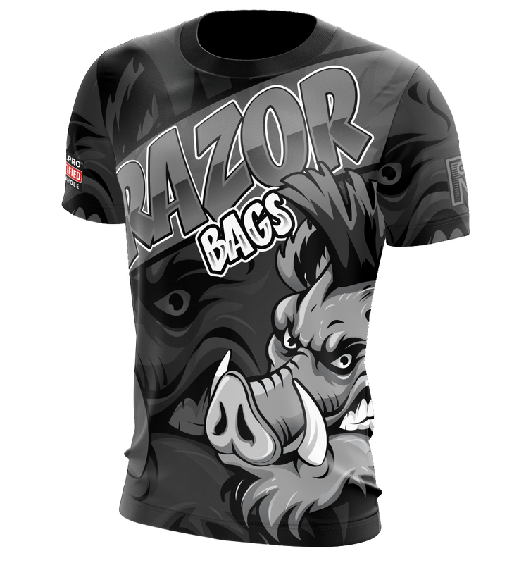 Razor Cornhole Jersey – Blackout | Custom Performance. Bold Identity.