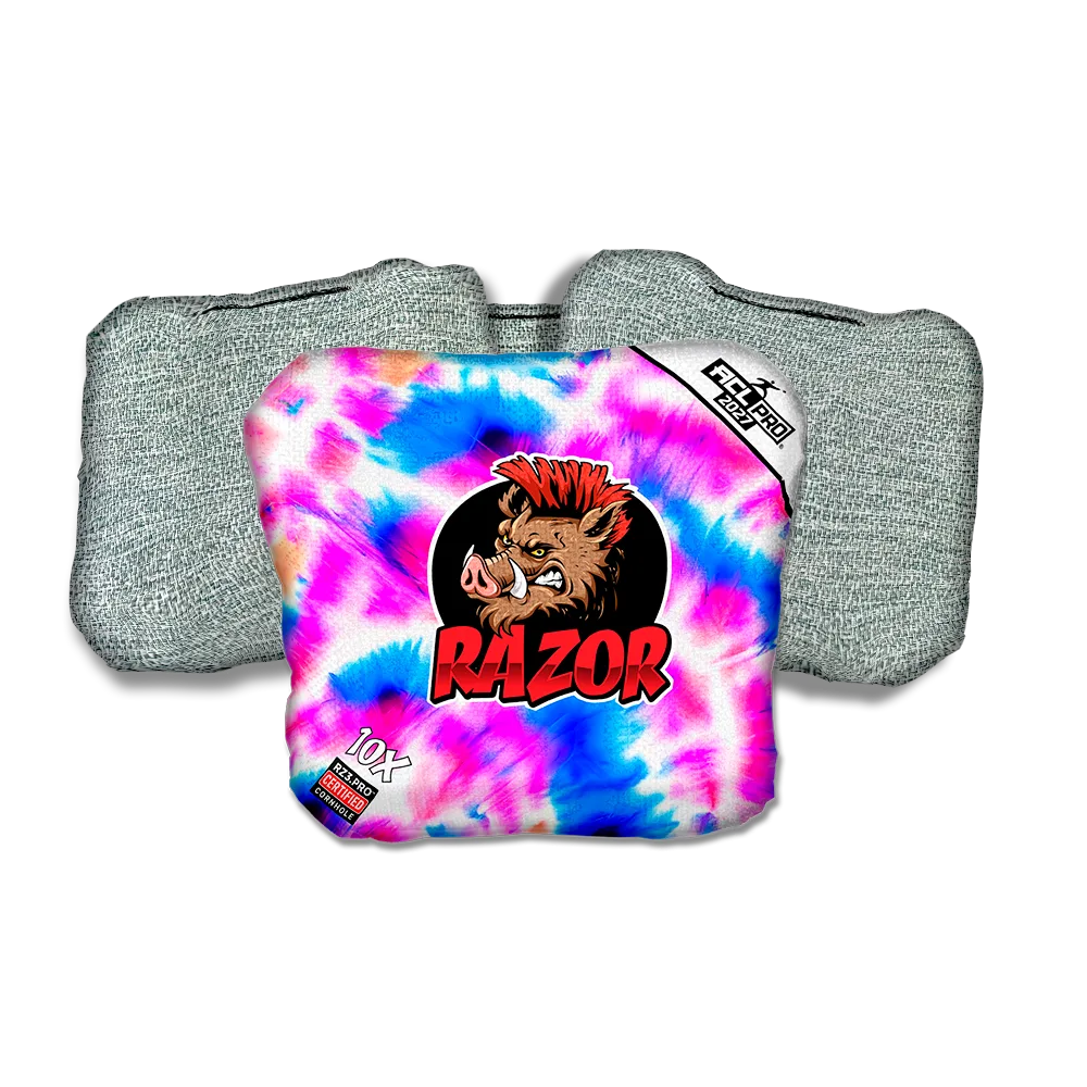 10 X PRO Razor Tie Dye Light Back Cornhole Bags