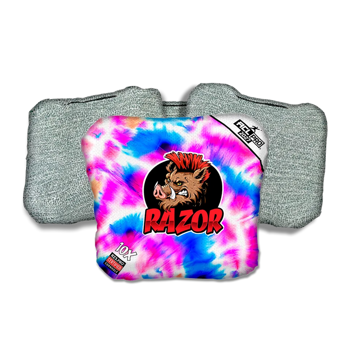 10 X PRO Razor Tie Dye Light Back Cornhole Bags