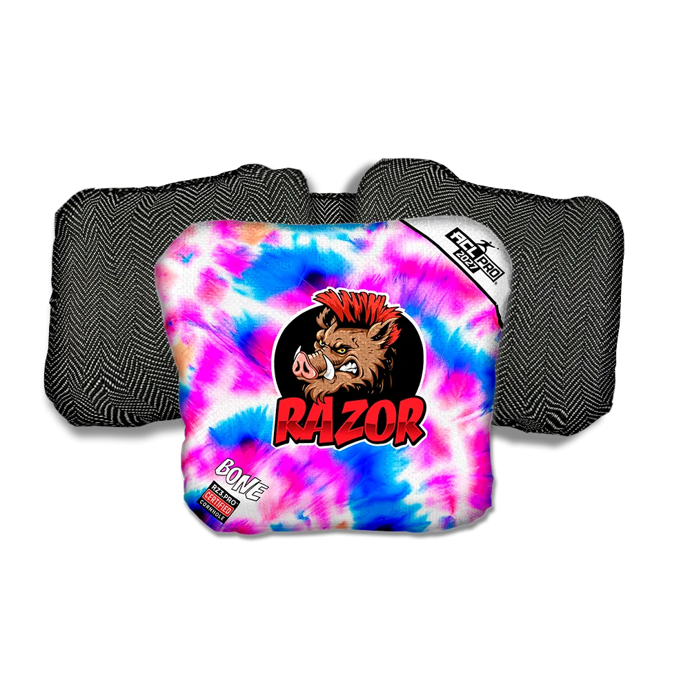 Bone PRO Razor Tie Dye Black Back Cornhole Bags
