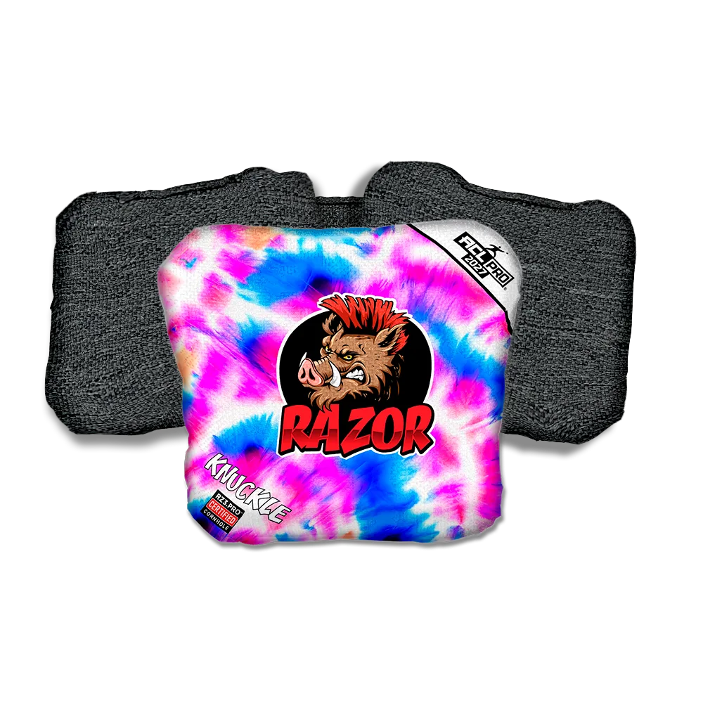 Knuckle PRO Razor Tie Dye Black Back Cornhole Bags