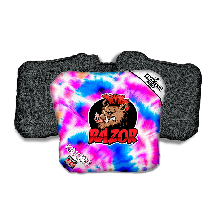Knuckle PRO Razor Tie Dye Black Back Cornhole Bags