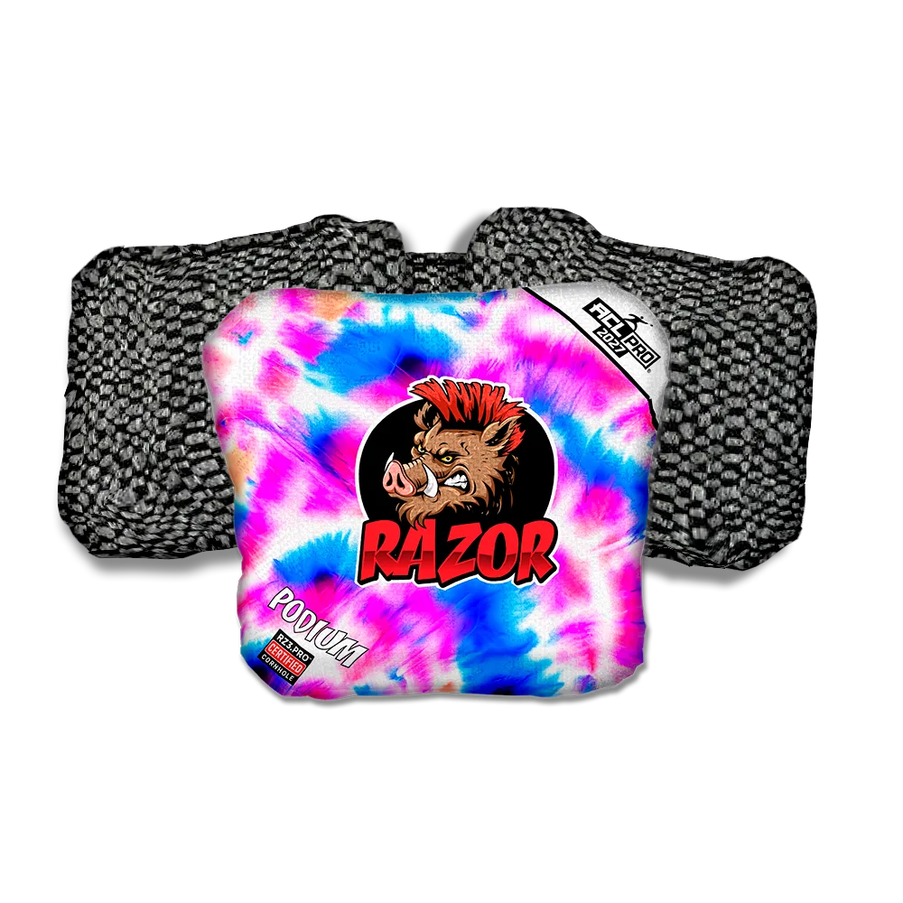 Podium PRO Razor Tie Dye Black Back Cornhole Bags