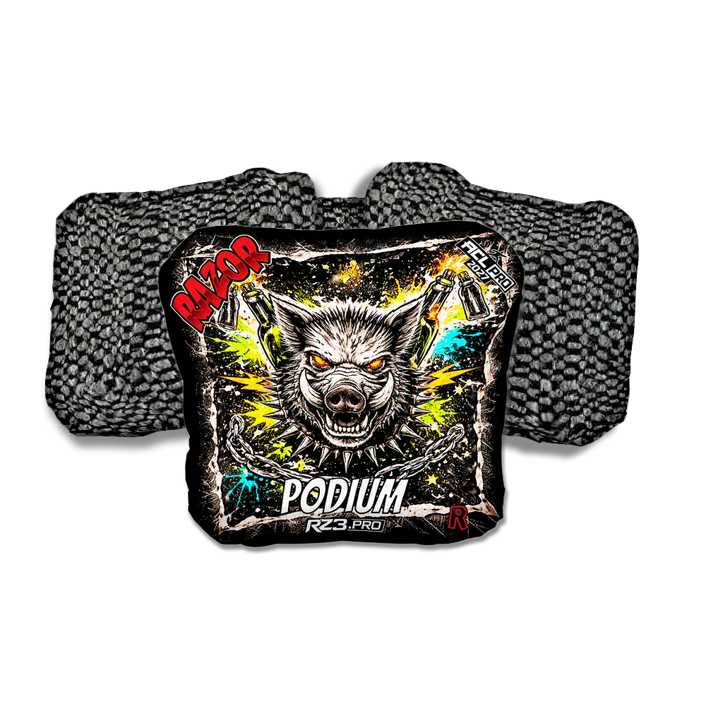 Podium PRO Razorback RT Black Back Cornhole Bags