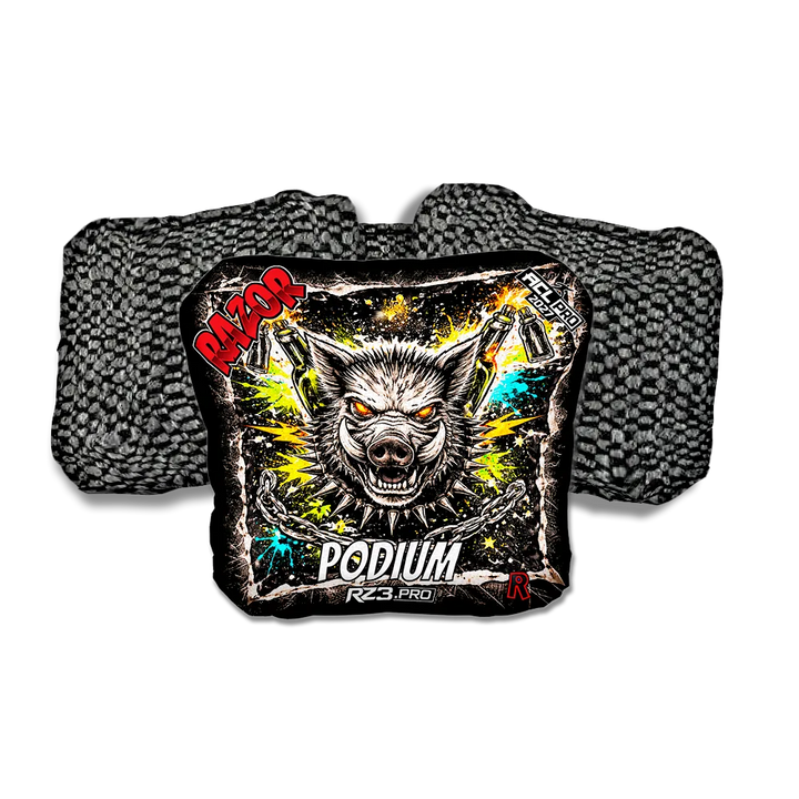 Podium PRO Razorback RT Black Back Cornhole Bags