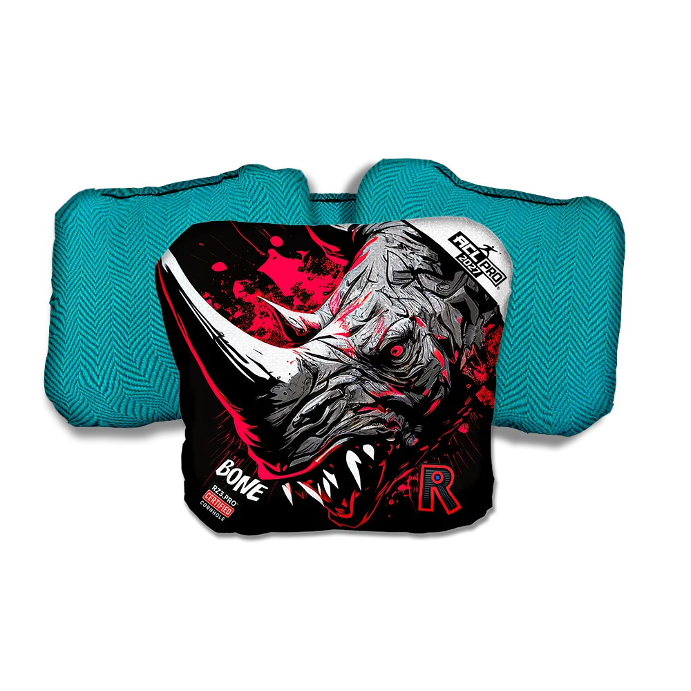 Bone PRO Rhino Black Series Teal Back Cornhole Bags