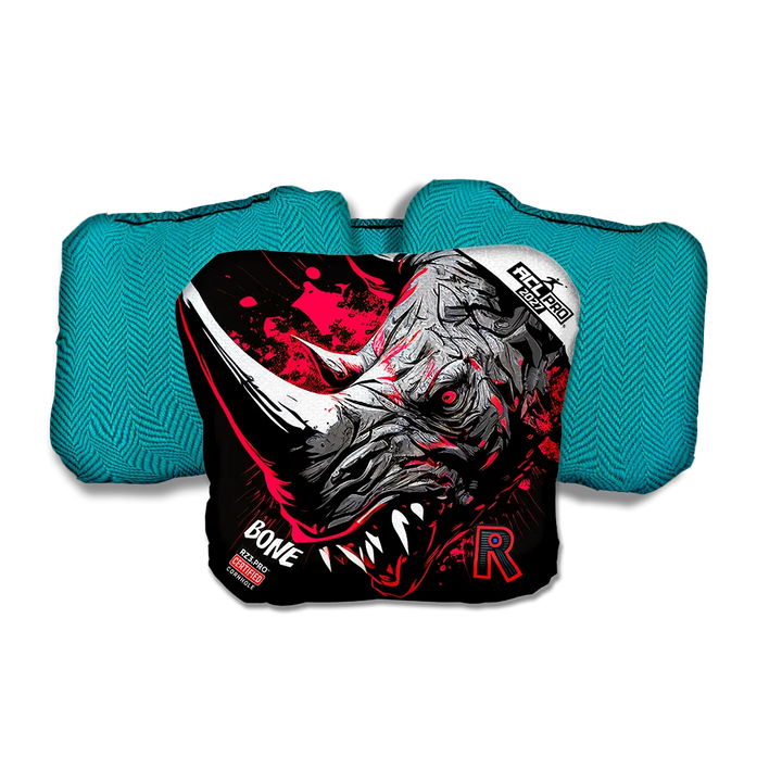 Bone PRO Rhino Black Series Teal Back Cornhole Bags