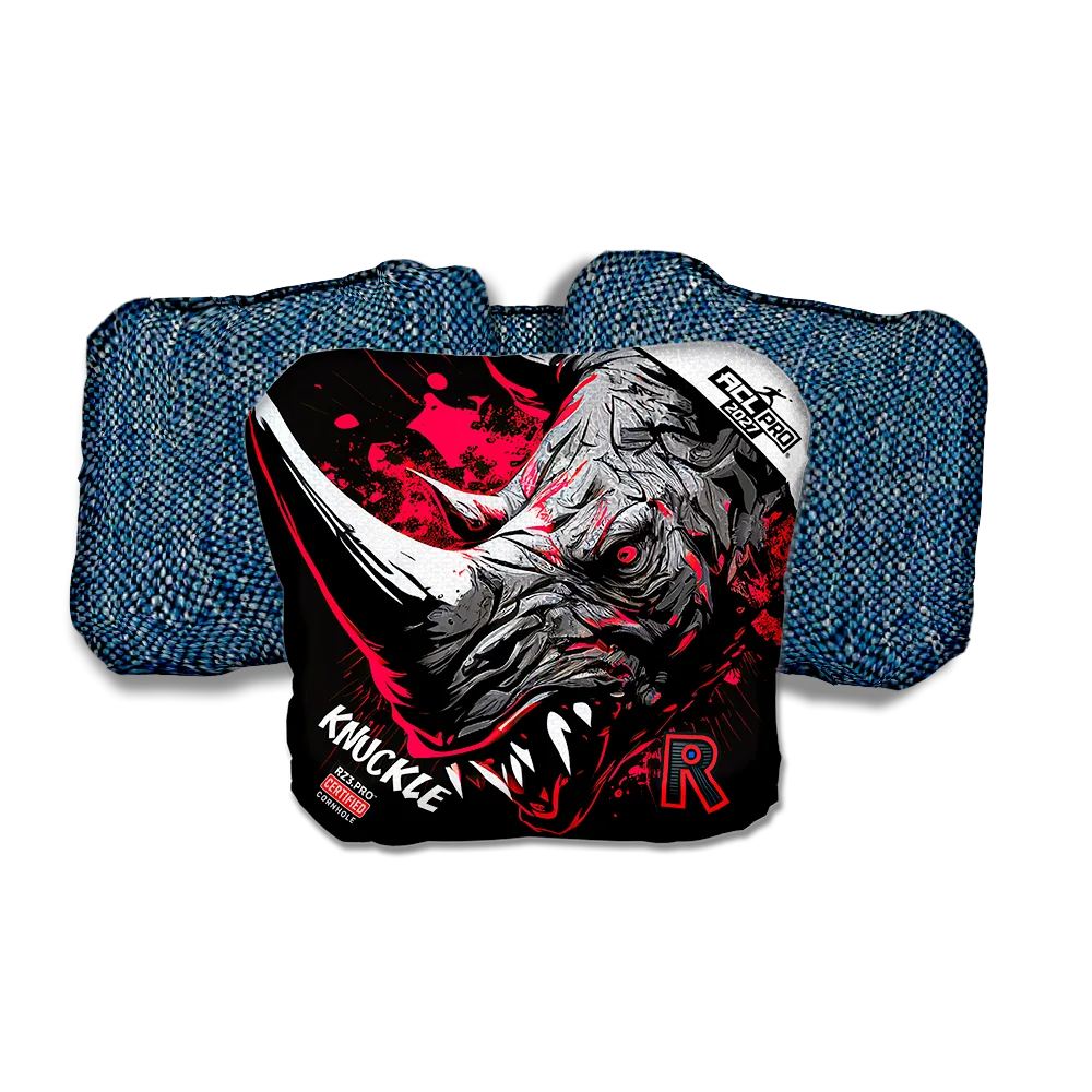 Knuckle PRO Rhino Black Series Blue Back Cornhole Bags